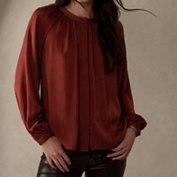 Banana Republic Volume Long Sleeve Blouse Button Women Size M New - Picture 1 of 8